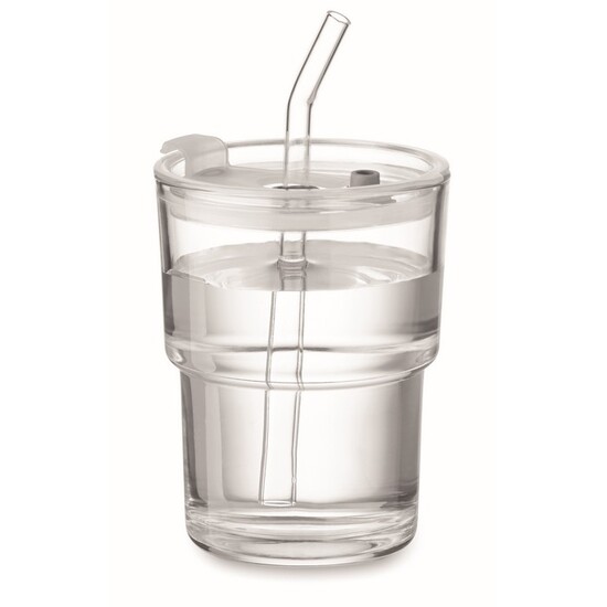Glasbecher mit Trinkhalm 400ml