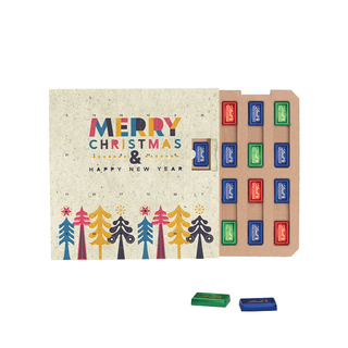 Täfelchen Adventskalender ECO, Graspapier, Papier Inlay, Lindt Schokotäfelchen