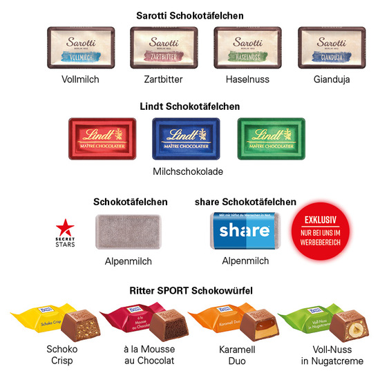 Adventskalender Transporter, share Schokotäfelchen