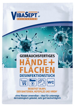 VIBASEPT gebrauchsfertiges Desinfektionstuch für Hände + Flächen