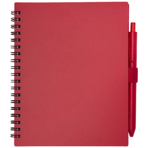 Niove Softcover Notizbuch aus recyceltem Kunststoff mit Kugelschreiber (blaue Mine)