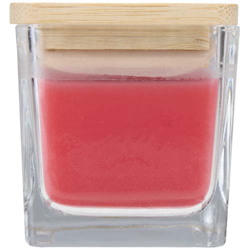 Ambra Quadratische Glaskerze mit Bambusdeckel