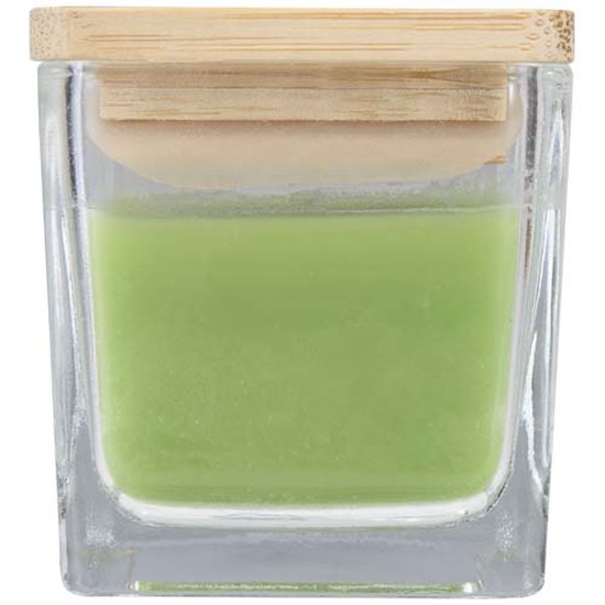 Ambra Quadratische Glaskerze mit Bambusdeckel