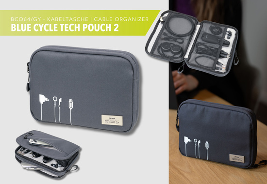 TROIKA Kabeltasche BLUE CYCLE TECH POUCH 2