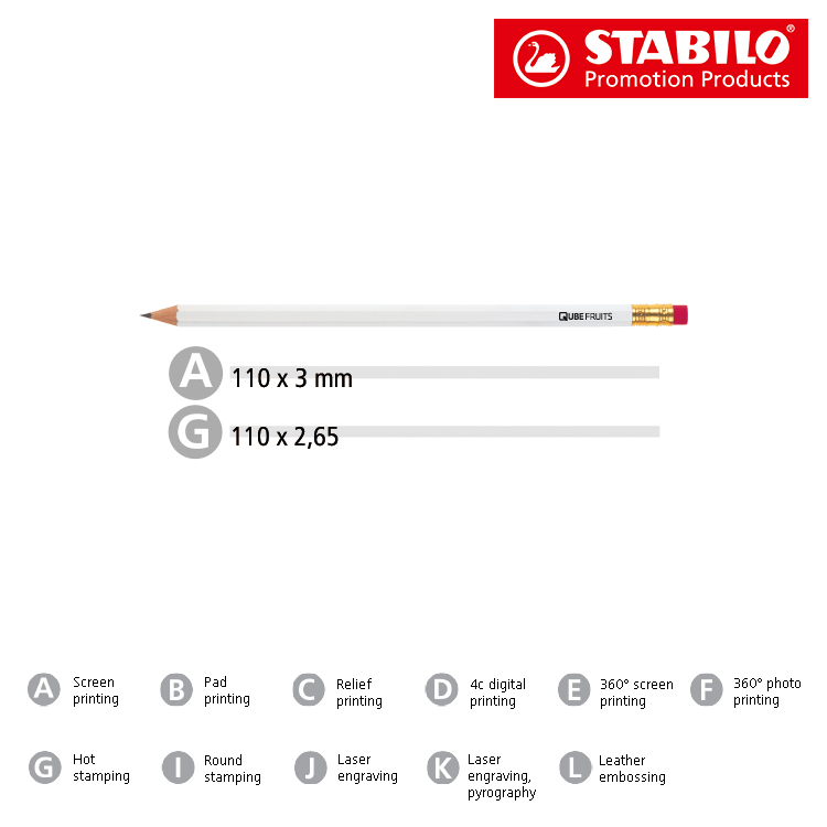 STABILO Grafitstift 6-kant weiß mit Radiergummi