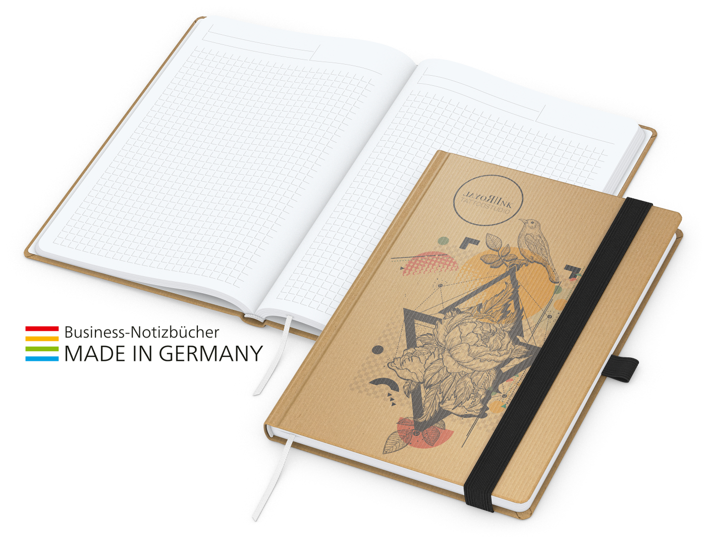 Notizbuch Match-Book White Bestseller A4 Natura braun-individuell, schwarz
