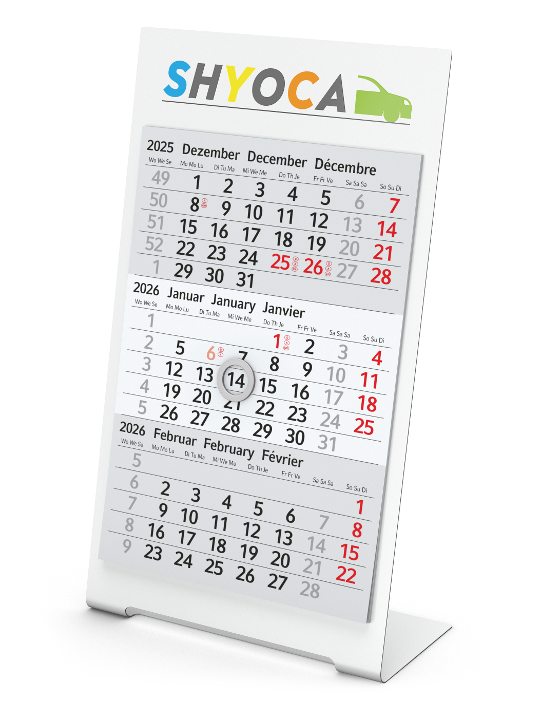 Tischkalender Desktop 3 Color, 1-Jahres-Kalendarium Bestseller
