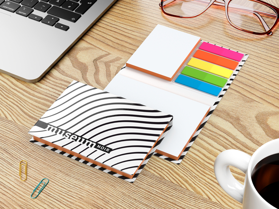 Haftnotiz-Set Budapest Bookcover White Bestseller, matt-individuell, Farbschnitt orange