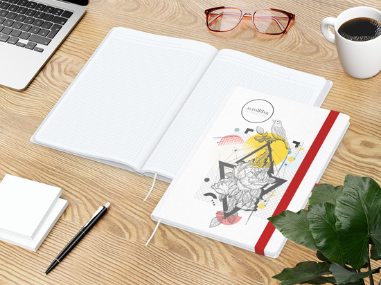 Notizbuch Match-Book White Bestseller, A4, Natura, individuell, rot