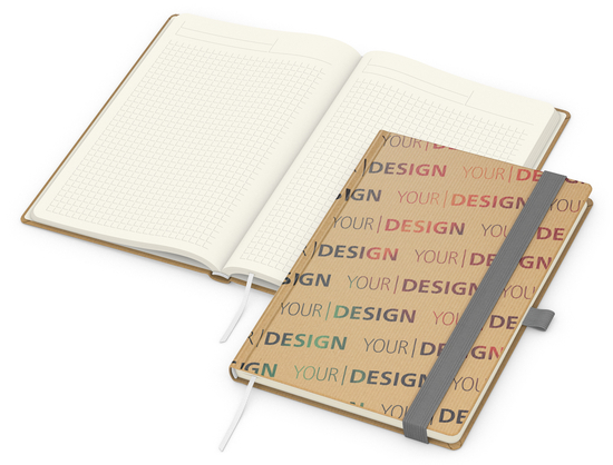 Notizbuch Match-Book Creme Bestseller, A5, Natura, braun-individuell, silbergrau