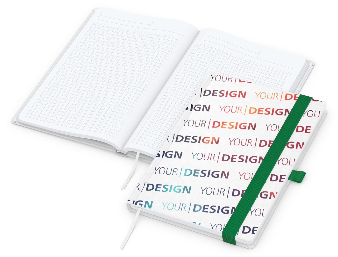 Notizbuch Match-Book White Bestseller, A5, Natura, individuell, grün