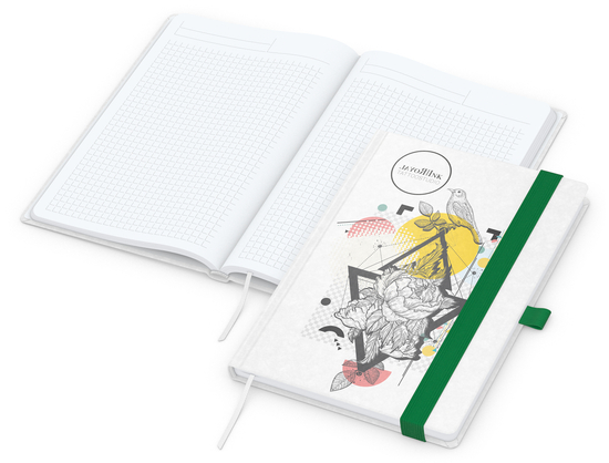 Notizbuch Match-Book White Bestseller, A5, Natura, individuell, grün