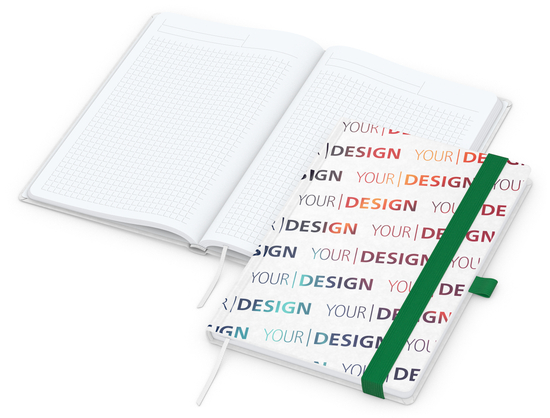 Notizbuch Match-Book White Bestseller, A5, Natura, individuell, grün