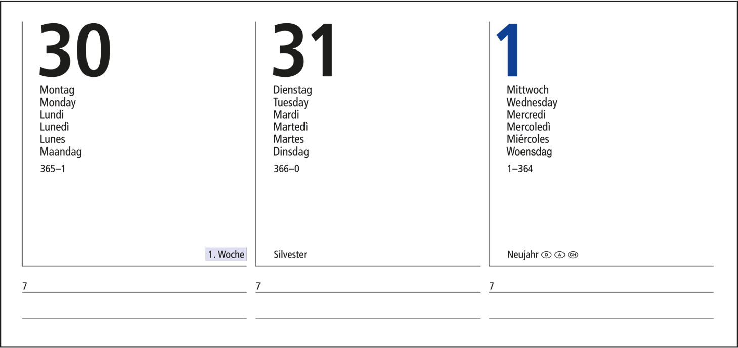 Wochenkalender Media Bestseller inkl. 4C-Druck, gloss-individuell