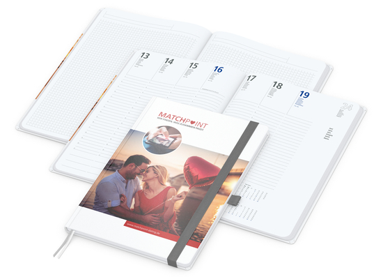 Wochenplaner Match-Hybrid White Bestseller, A4, Cover-Star matt, silbergrau