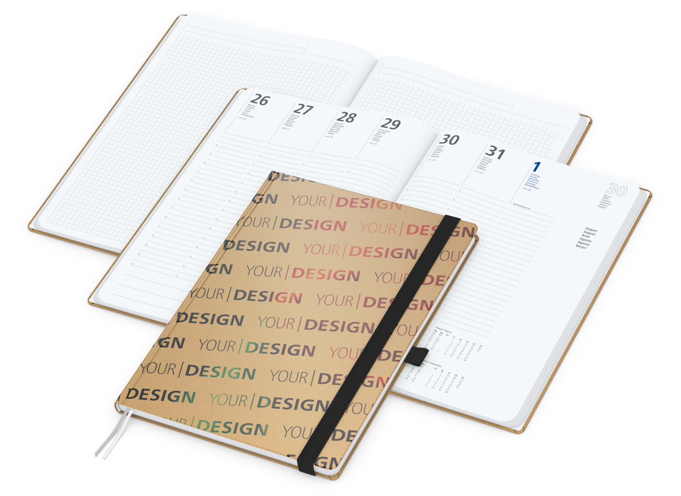 Wochenplaner Match-Hybrid White Bestseller, A4, Natura braun-individuell, schwarz