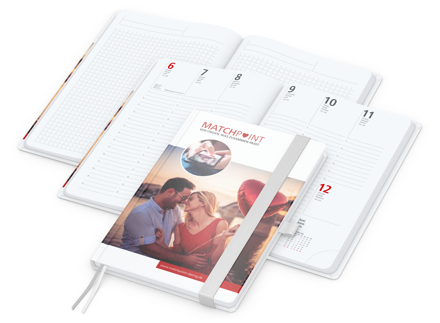 Wochenplaner Match-Hybrid White Bestseller, A5, Cover-Star matt-individuell, weiß