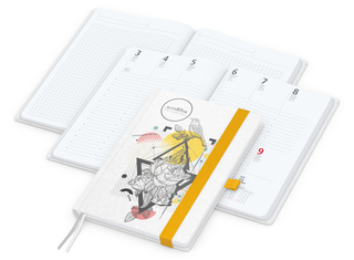 Wochenplaner Match-Hybrid White Bestseller, A5, Natura individuell, gelb