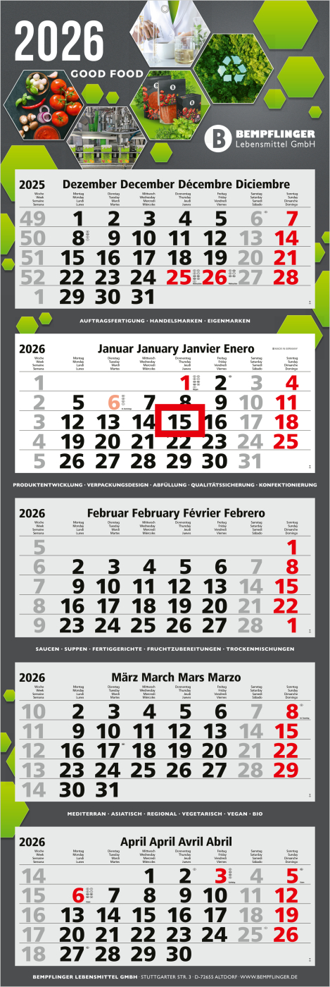 5-Monatskalender Penta Light 5 Bestseller (Mehrblock)