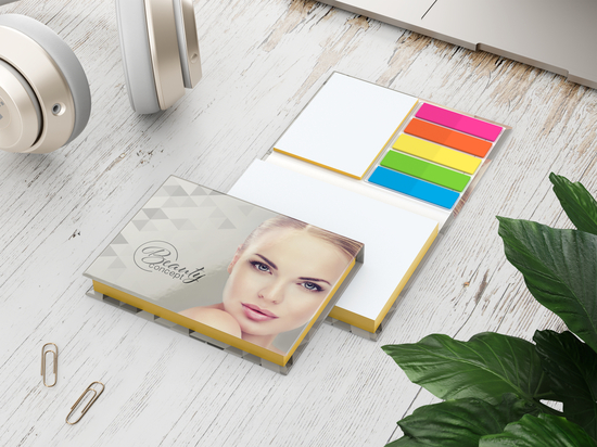 Haftnotiz-Set Prag Bookcover White Bestseller, gloss-individuell, Farbschnitt gelb