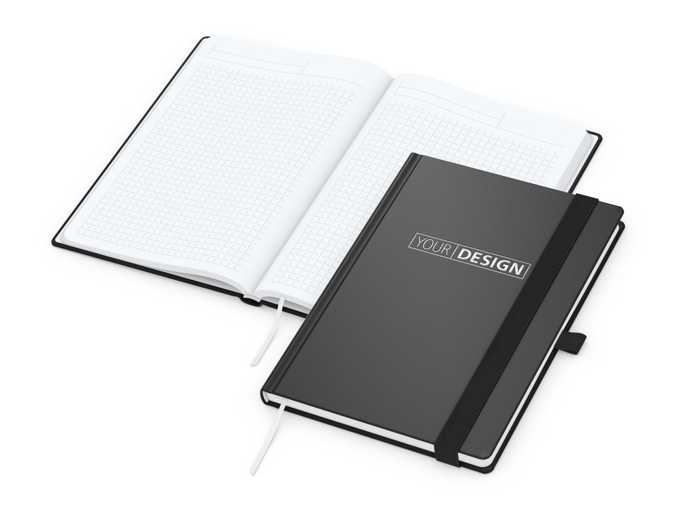 Notizbuch Vision-Book White Bestseller, A5, schwarz inkl. Silberprägung
