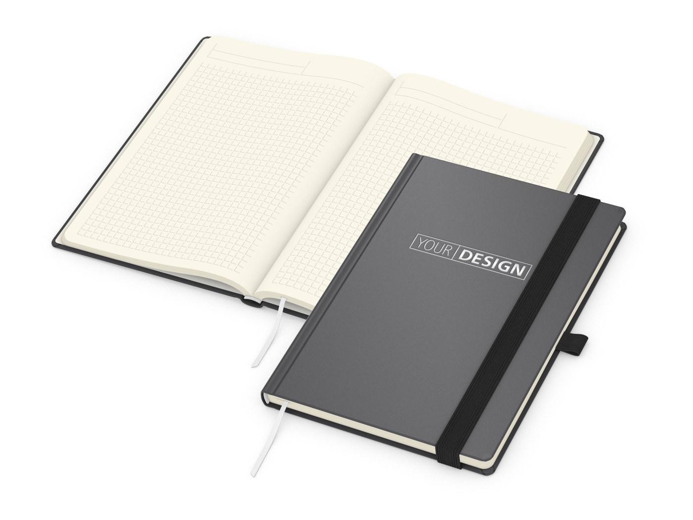 Notizbuch Vision-Book Creme Bestseller, A5, anthrazit inkl. Silberprägung