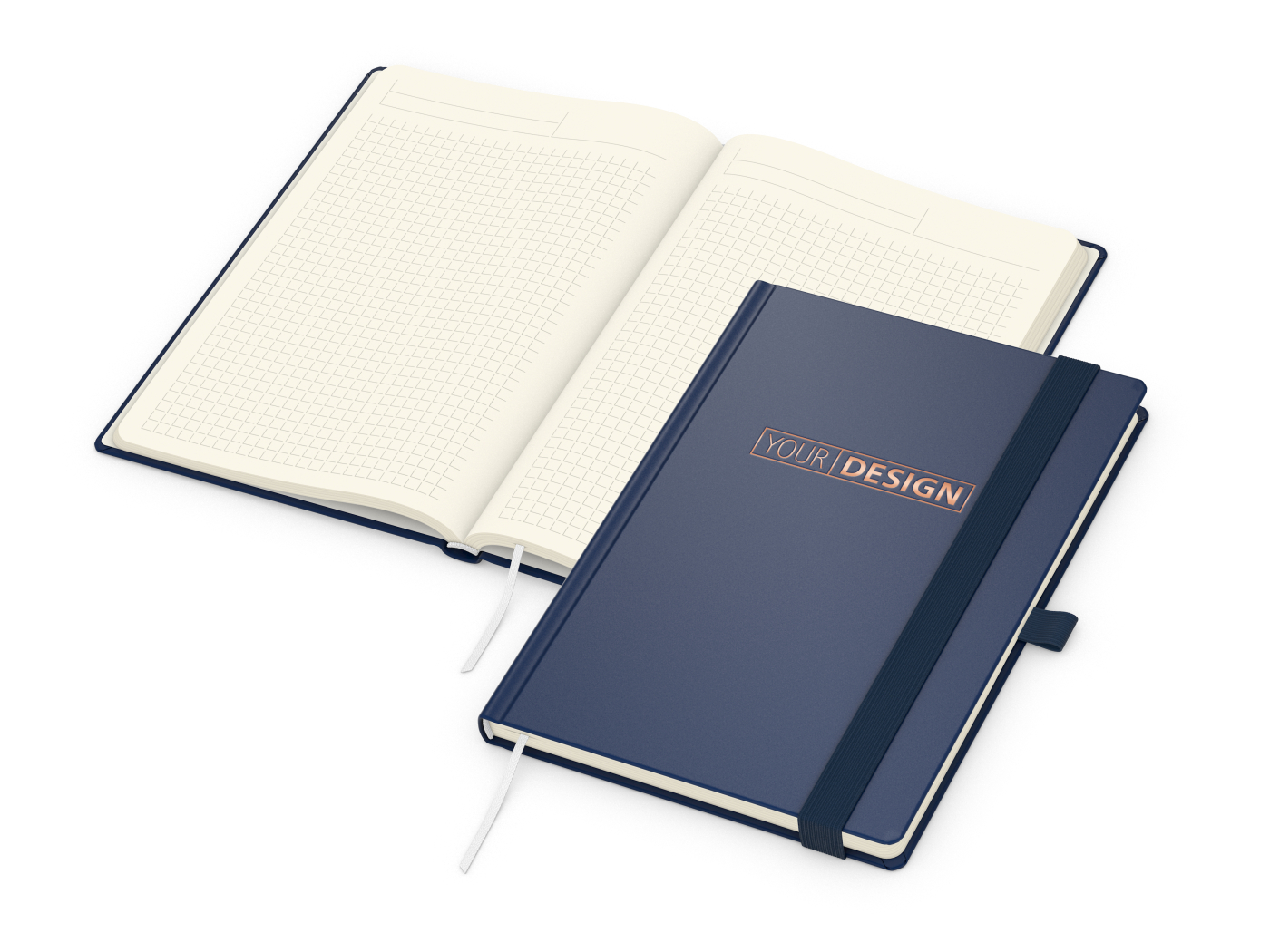 Notizbuch Vision-Book Creme Bestseller, A5, dunkelblau inkl. Kupferprägung