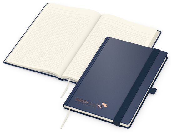 Notizbuch Vision-Book Creme Bestseller, A5, dunkelblau inkl. Kupferprägung