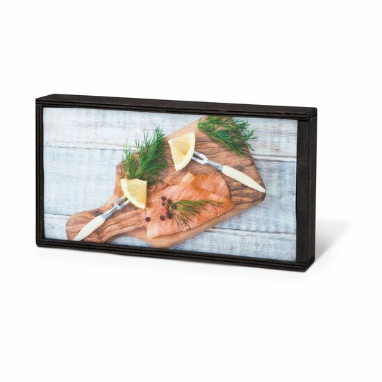 Geschenkartikel / Präsentartikel: Lachs-Gutschein in Holzbox: Gourmet 2K1715