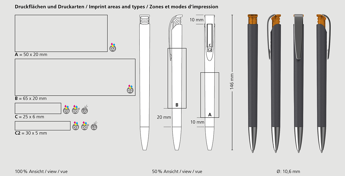 Klio-Eterna - Jona softgrip/ice MMs - Druckkugelschreiber