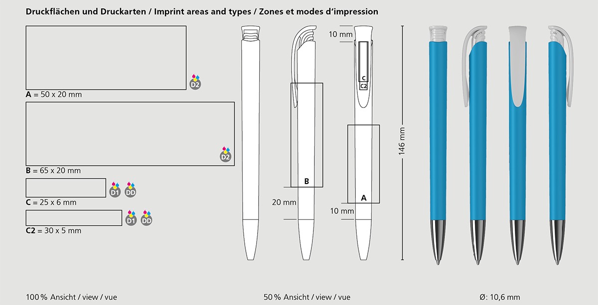 Klio-Eterna - Jona softtouch/high gloss Mn - Druckkugelschreiber