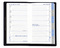Taschenplaner "Exquisit Register INT" im Format 9,5 x 16 cm, Kalendarium 4-sprachig D/F/I/GB Grau/Blau mit Registerstanzung, 64 Seiten gebunden + 16 Seiten Adressheft Register, eingesteckt in Slinky-Hülle schwarz