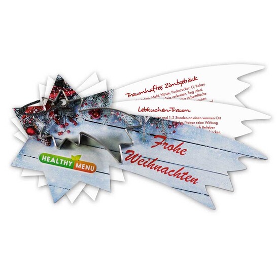 Backförmchen mit Rezeptblock Komet - in weihnachtlicher Mappe (mit 2c-Logoeindruck)