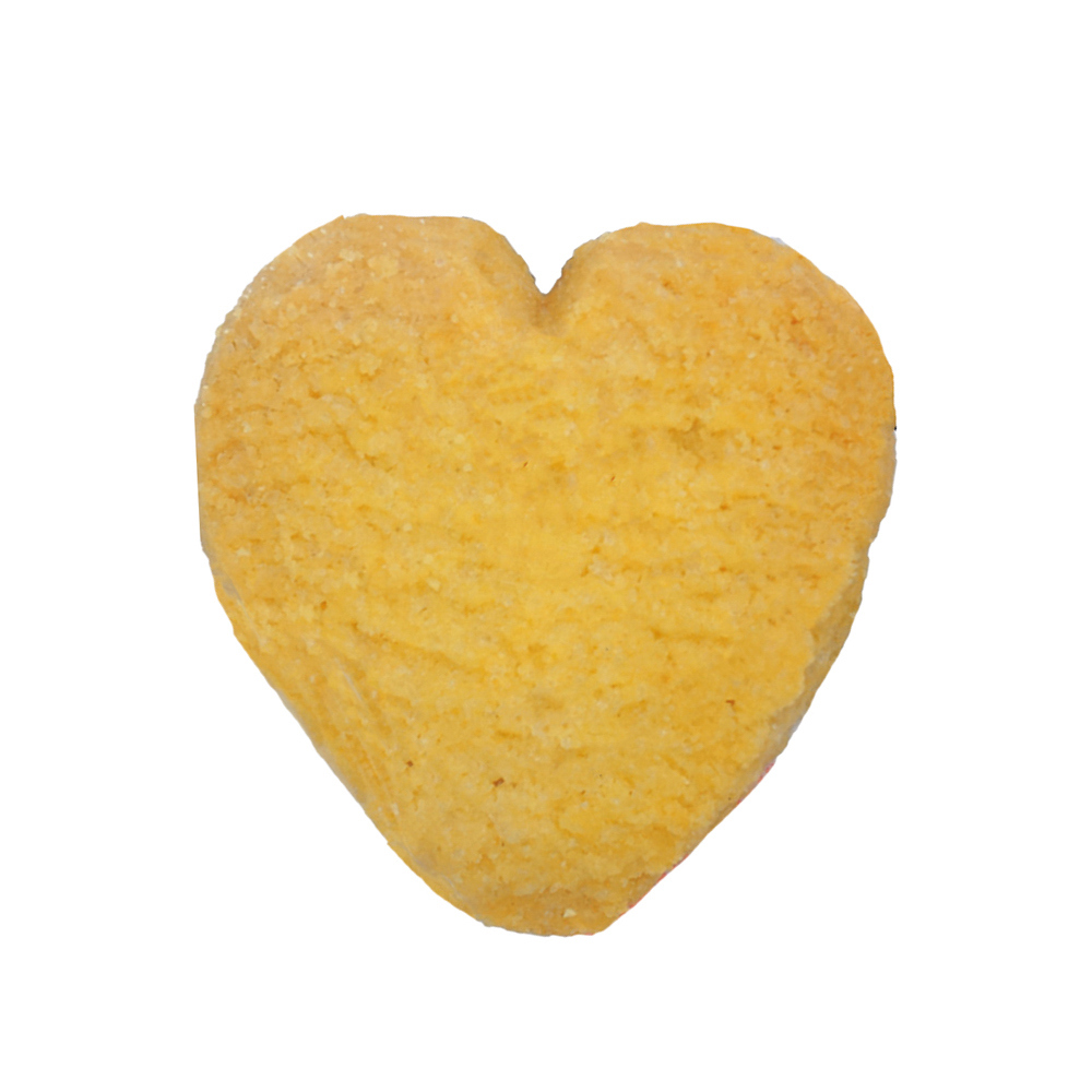 Cookies Bodenstandbeutel mit Werbeaufkleber, Inhalt: Butterkeks Herzen