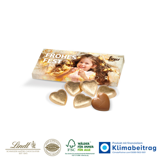 Präsentbox mit Lindt Schokoherzen