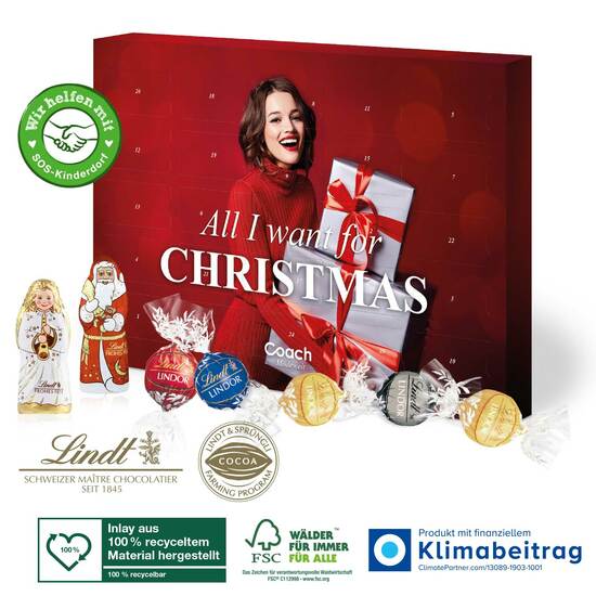 Adventskalender Lindt Lindor, Inlay aus 100% recyceltem Material