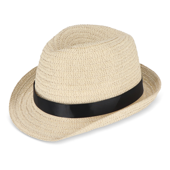 Pflanzlicher Strohhut mit farbigem Band