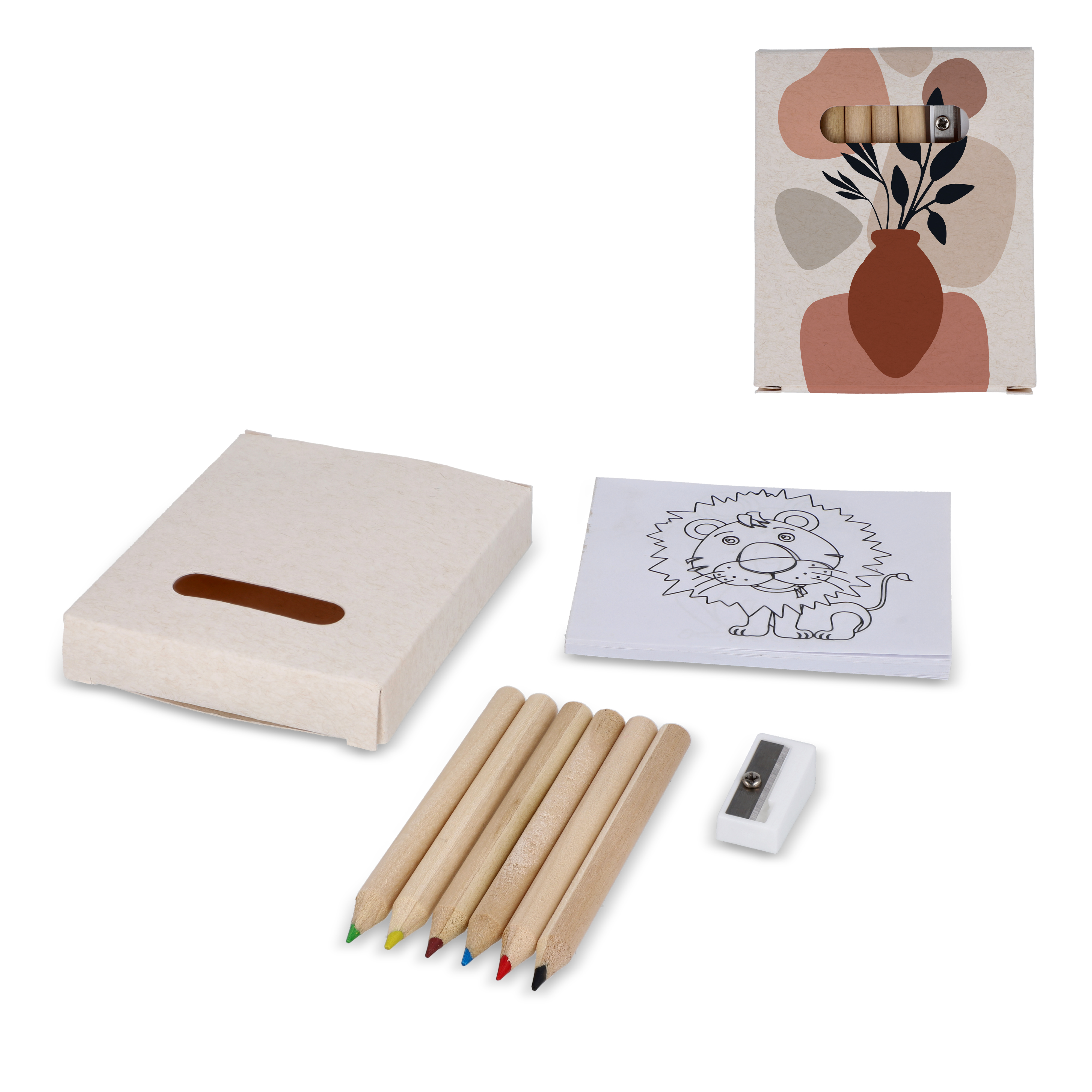 8-teiliges Malset in einer Schachtel aus recyceltem Milchkarton