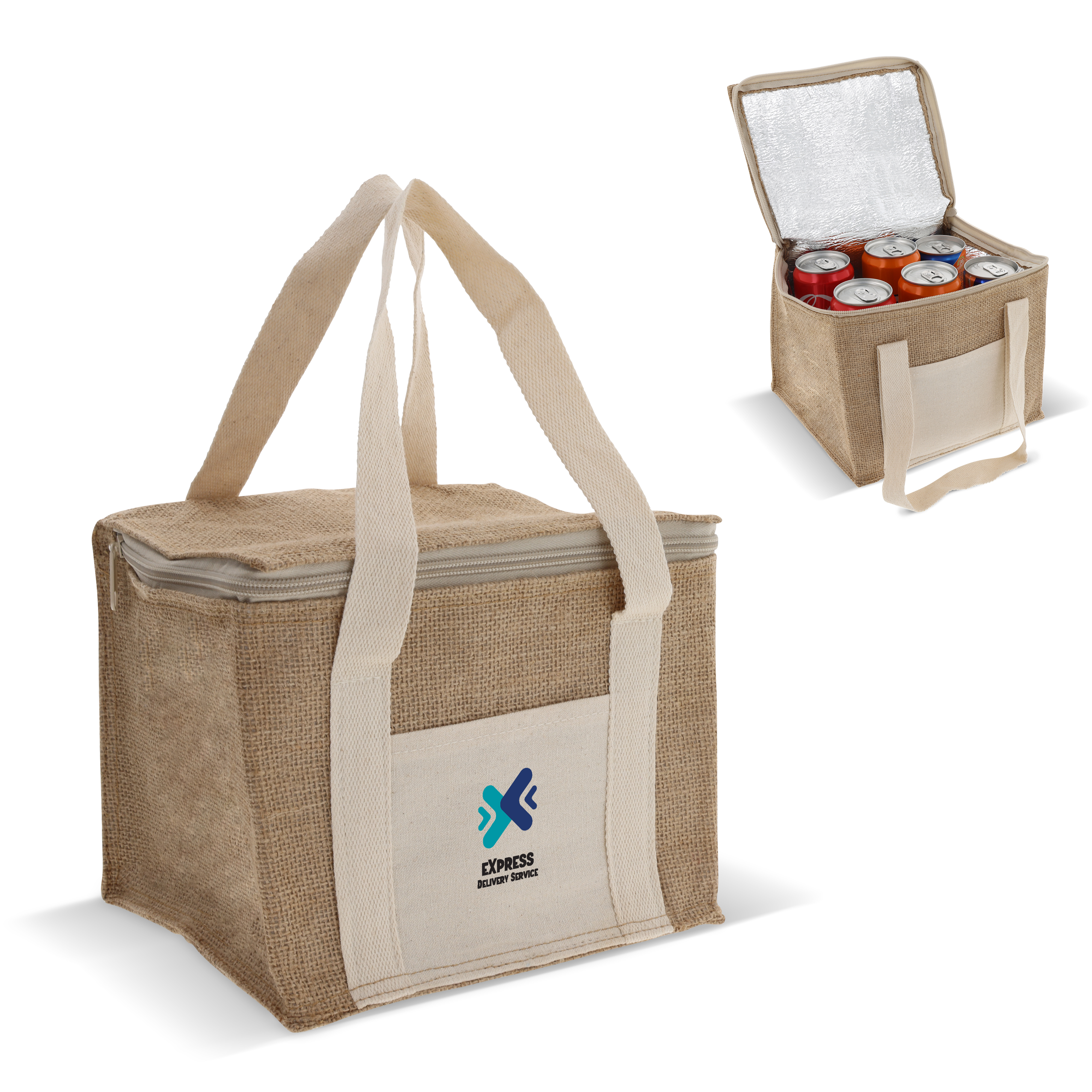 Kühltasche jute/baumwolle 22x18x18cm