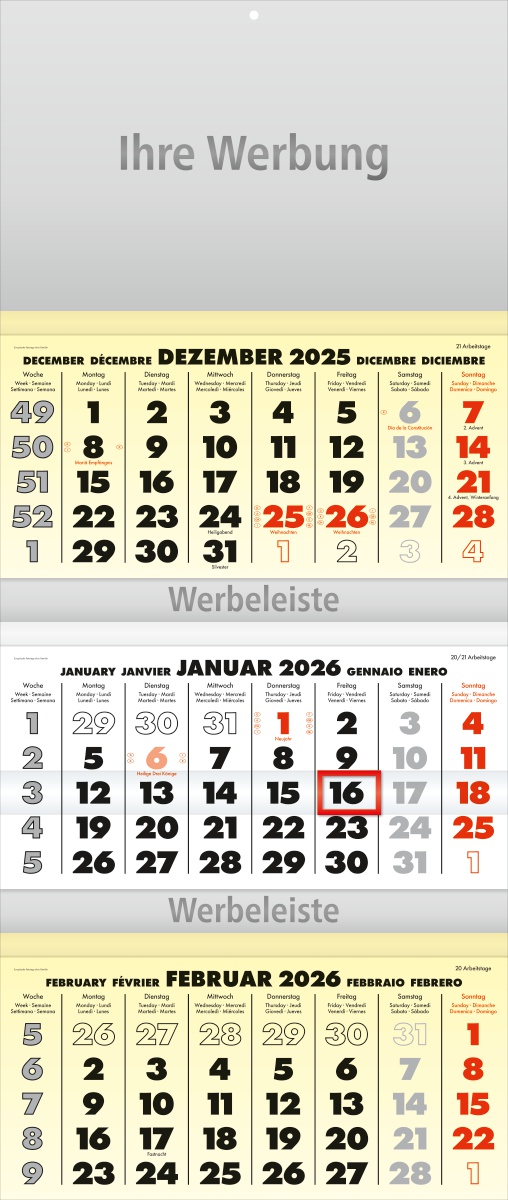 Dreimonatsplaner Business-trio gelb