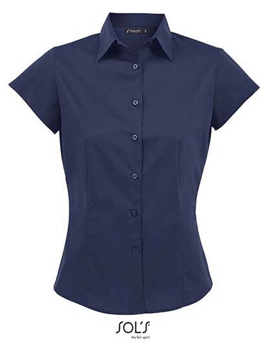 Ladies` Stretch-Blouse Excess Shortsleeve
