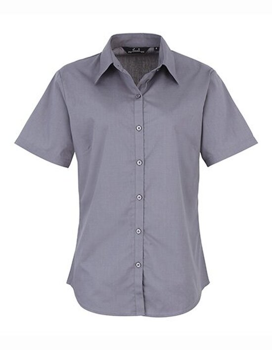 Ladies` Poplin Short Sleeve Blouse