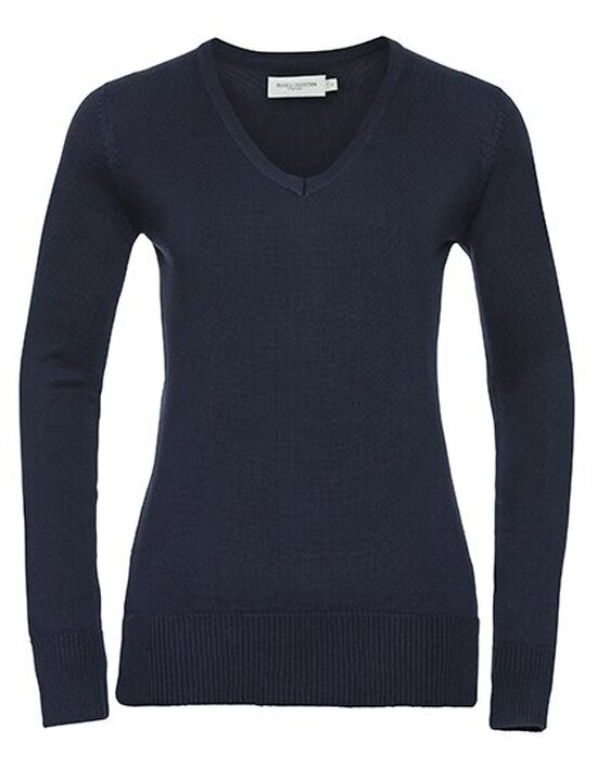 Ladies` V-Neck Knitted Pullover